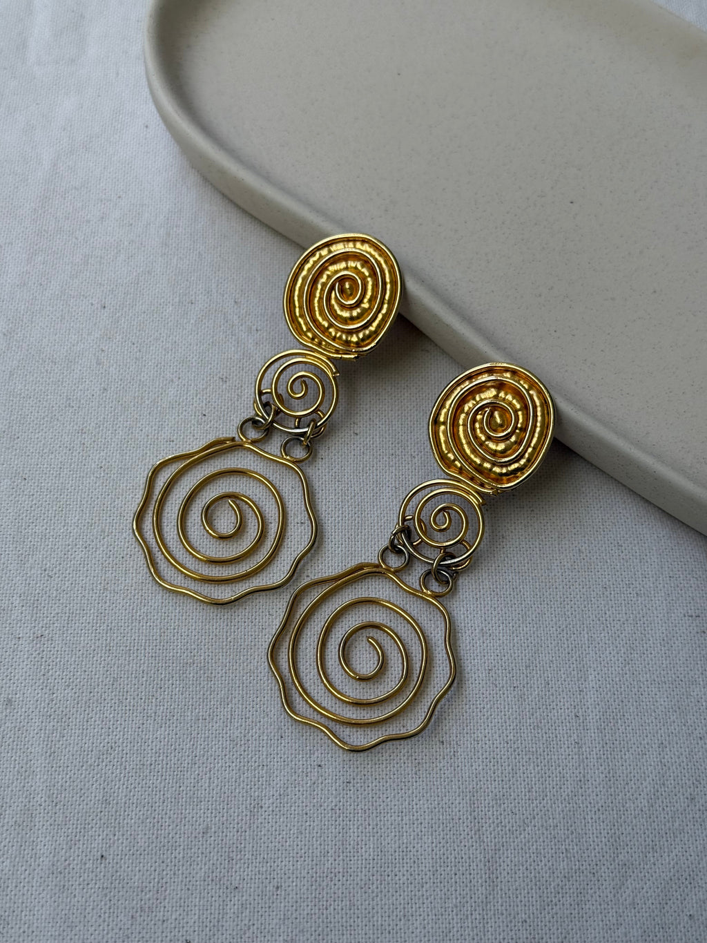 Boucles D’Oreilles Vintage - Spirales Dorées