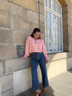 Cardigan Solela Rose Et Jaune
