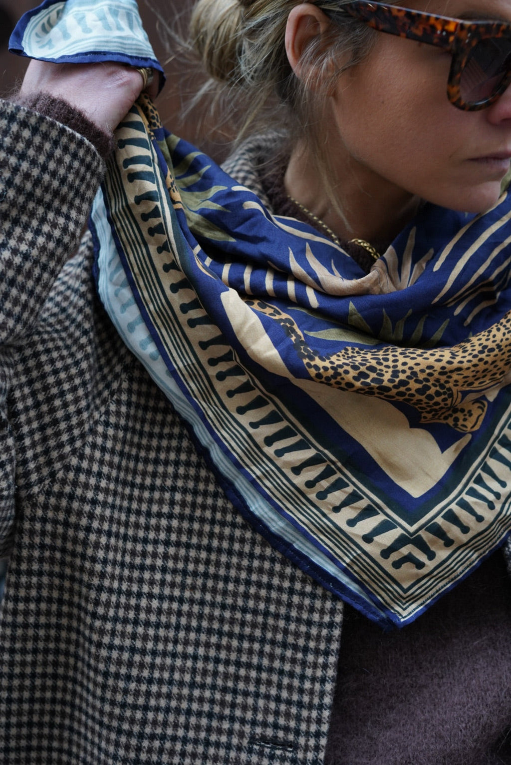 Georgia Navy Print Scarf