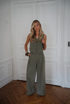 Shelby Buttoned Top - Khaki