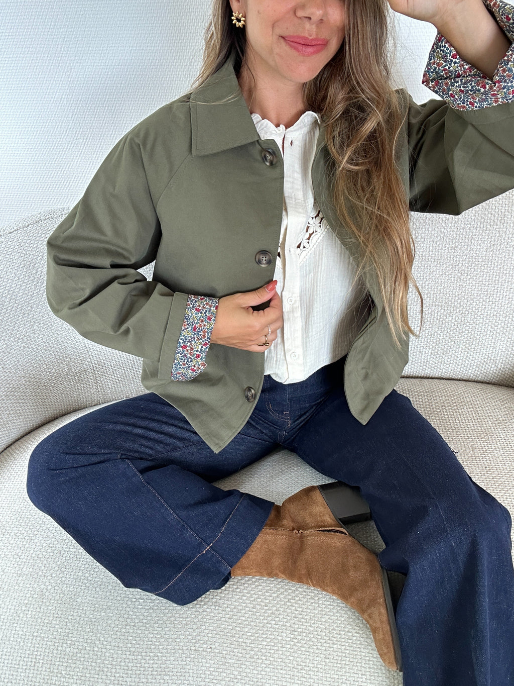 Chaqueta trench Edith de algodón Liberty caqui