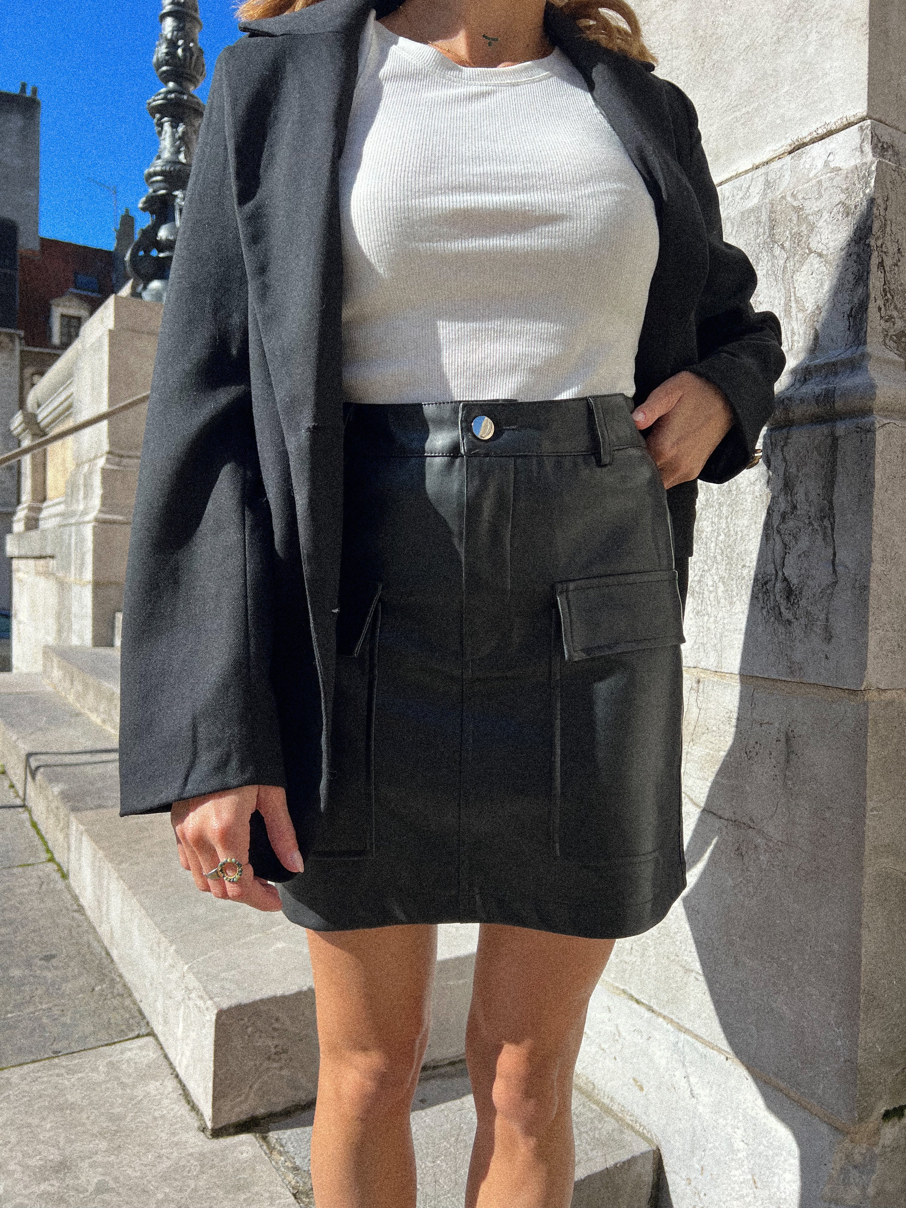 Jupe Similicuir Louisane - Noire