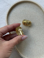 Vintage Earrings - Gold Ribbed Hoops
