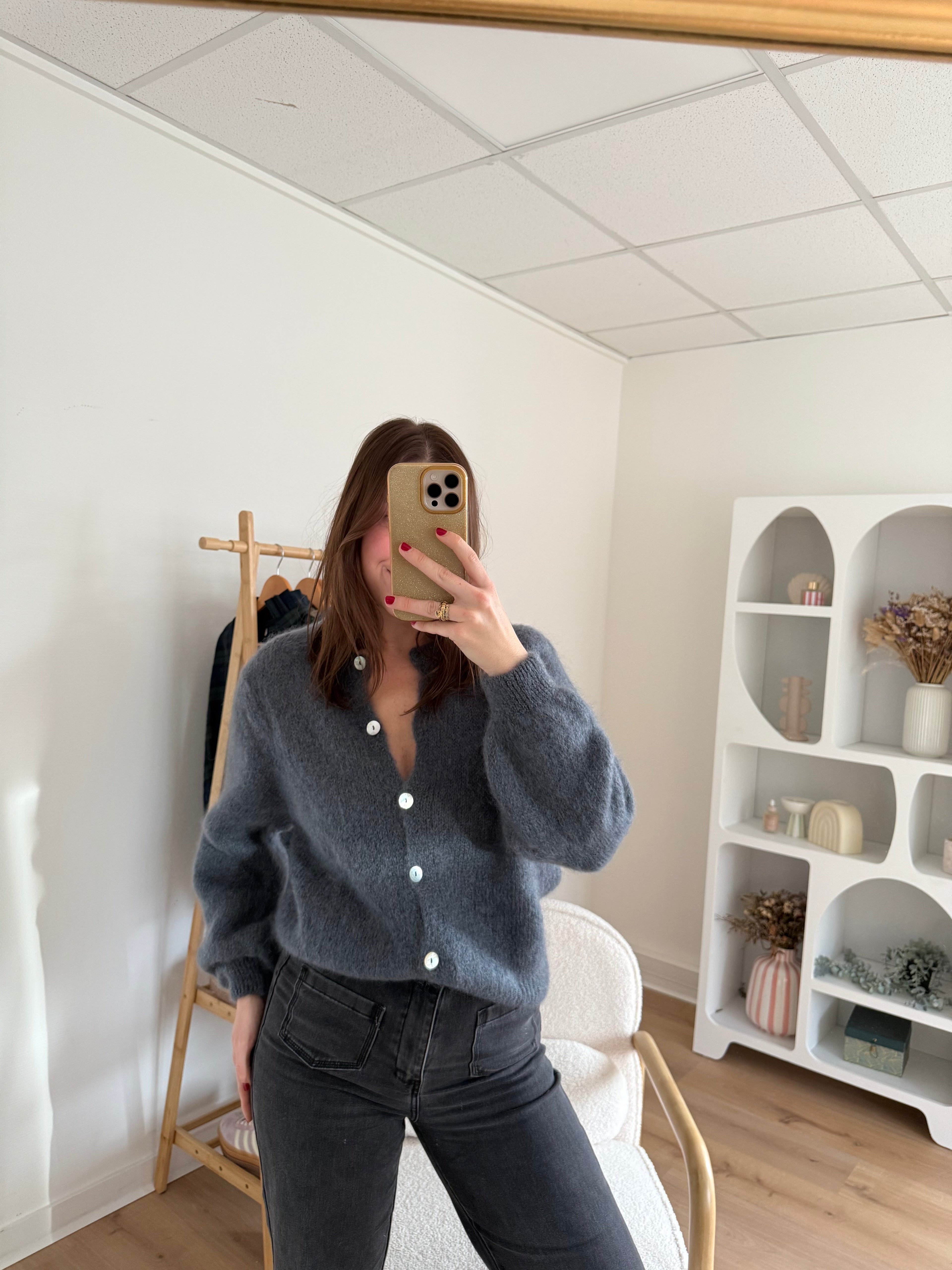 Maille En Laine Bianca Gris Foncé