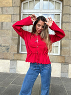 Nora red cardigan