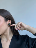 Pendientes Poggi Vintage - Redondos Dorados Y Cabujones Negros