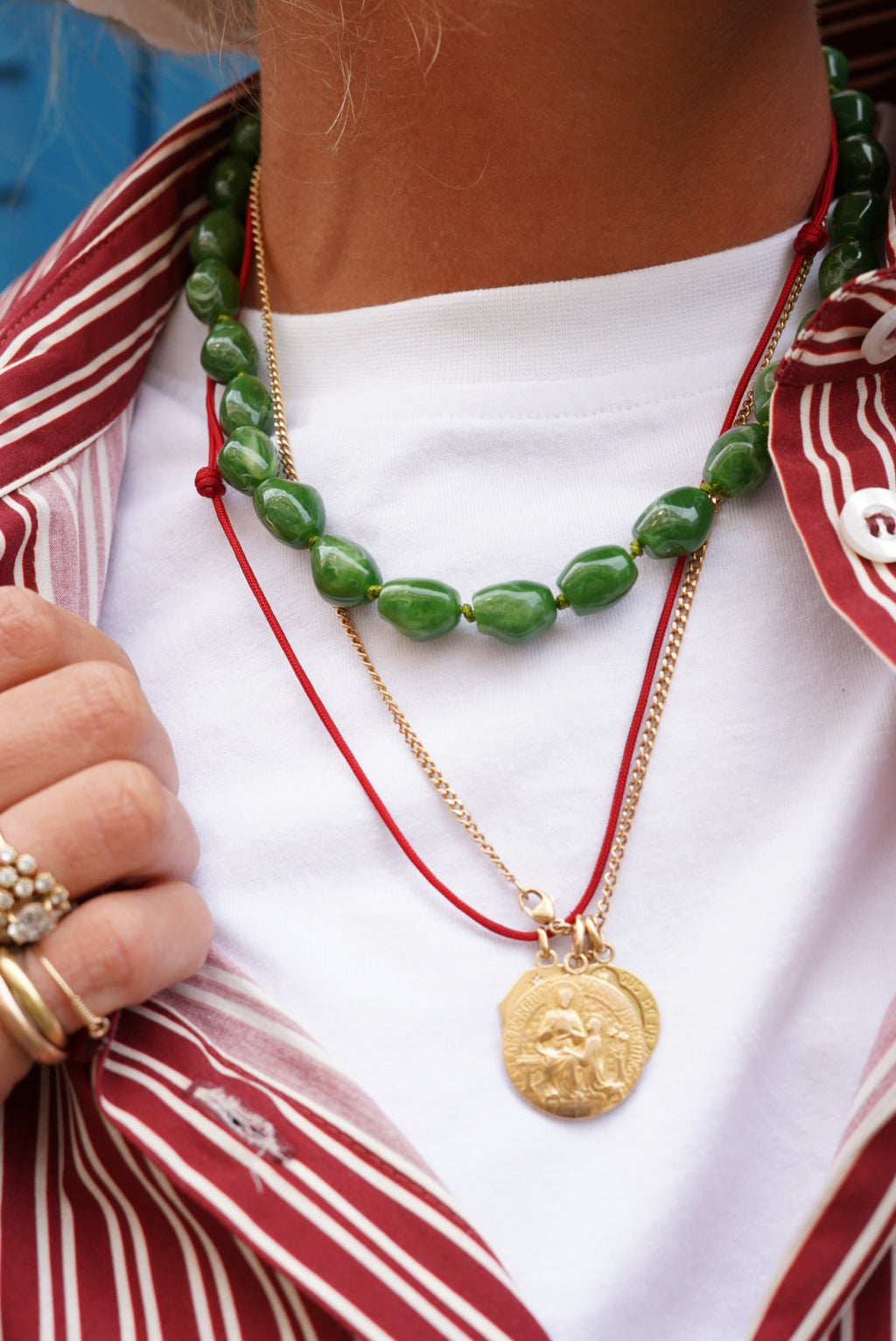 Chunky khaki bead necklace