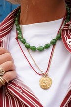 Chunky khaki bead necklace