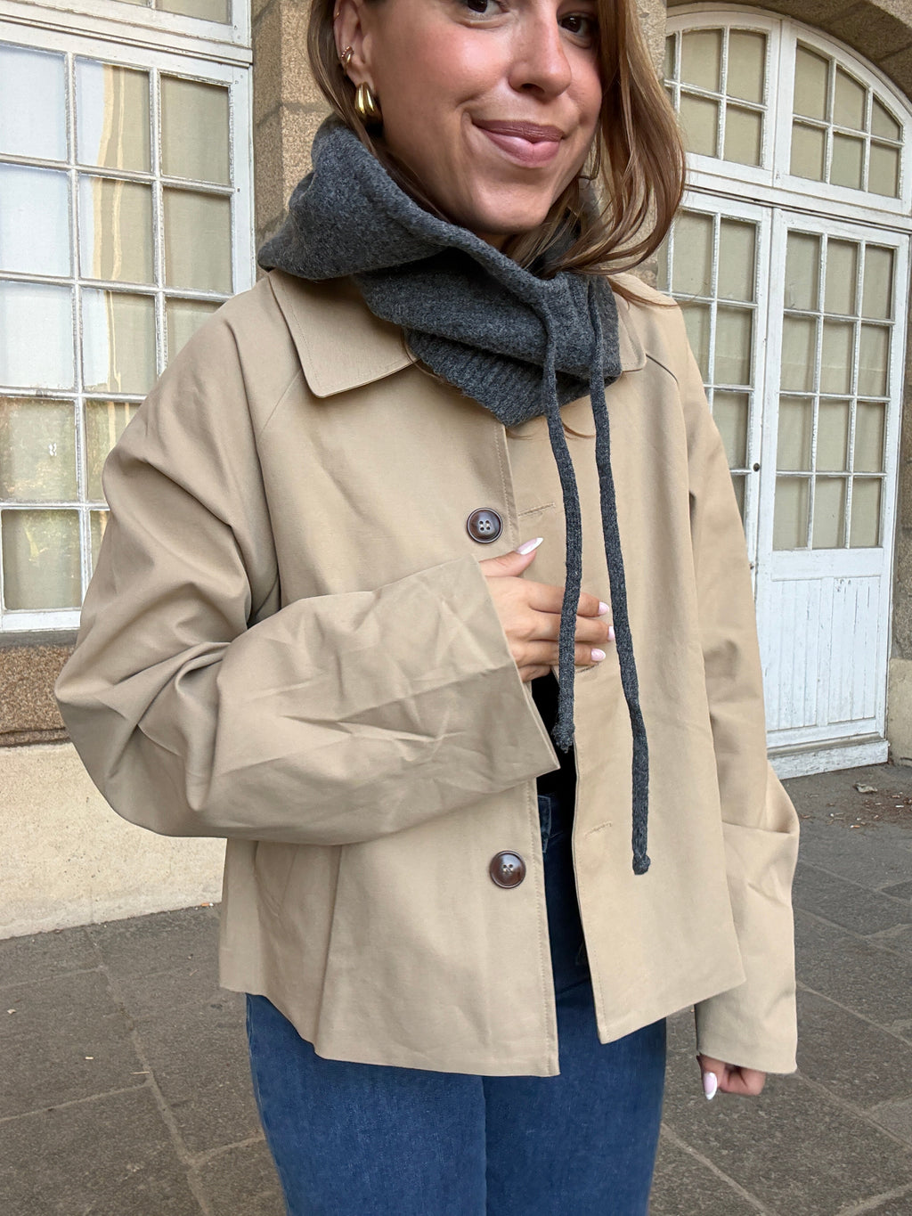 Cagoule En Laine Et Cachemire Grise