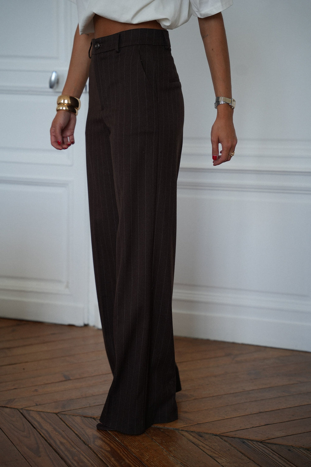 Pantalon Rayé Fanny - Chocolat