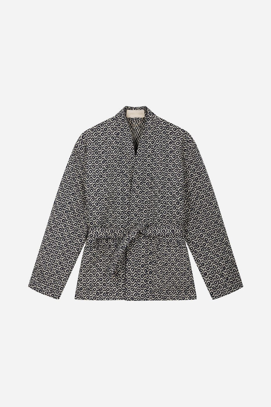 Belted Jacket - Ecru/Navy