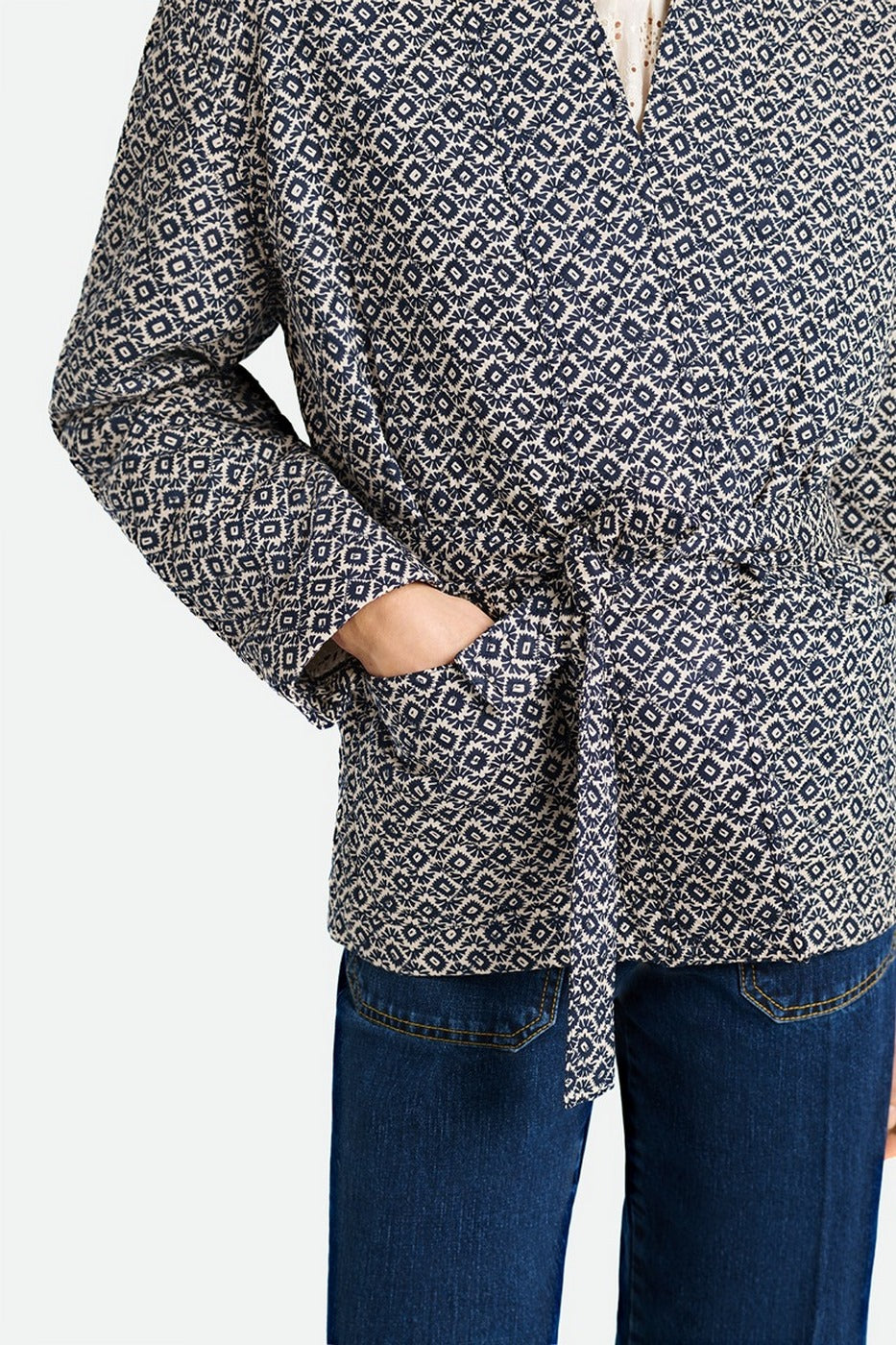 Belted Jacket - Ecru/Navy