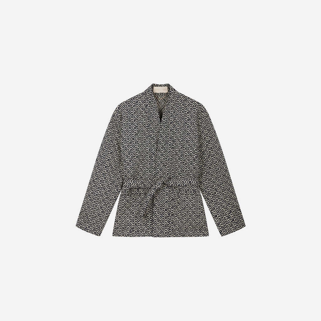 Belted Jacket - Ecru/Navy