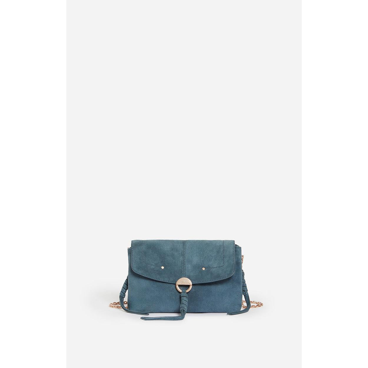 Othilia Small Velvet Leather Bag - Blue Grey