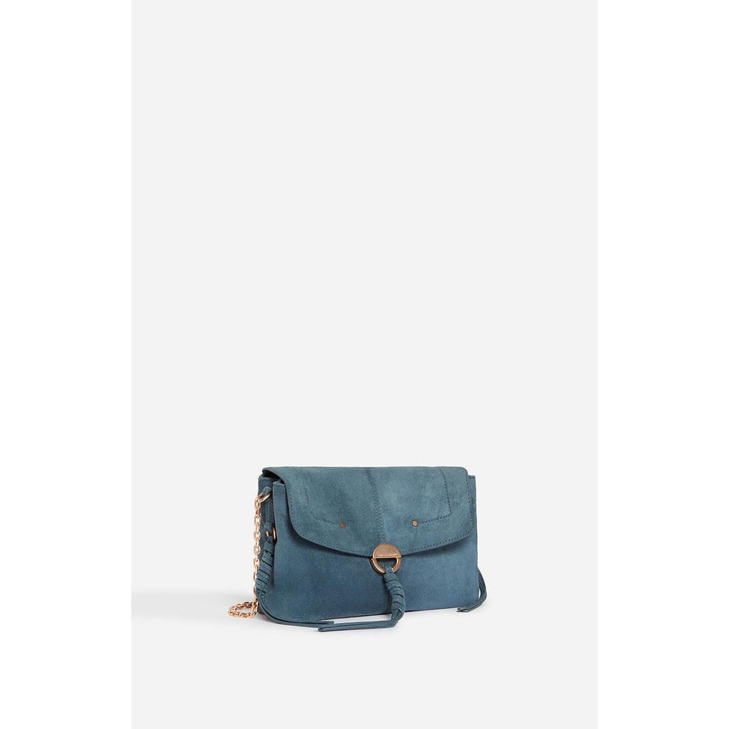 Othilia Small Velvet Leather Bag - Blue Grey