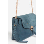 Othilia Small Velvet Leather Bag - Blue Grey