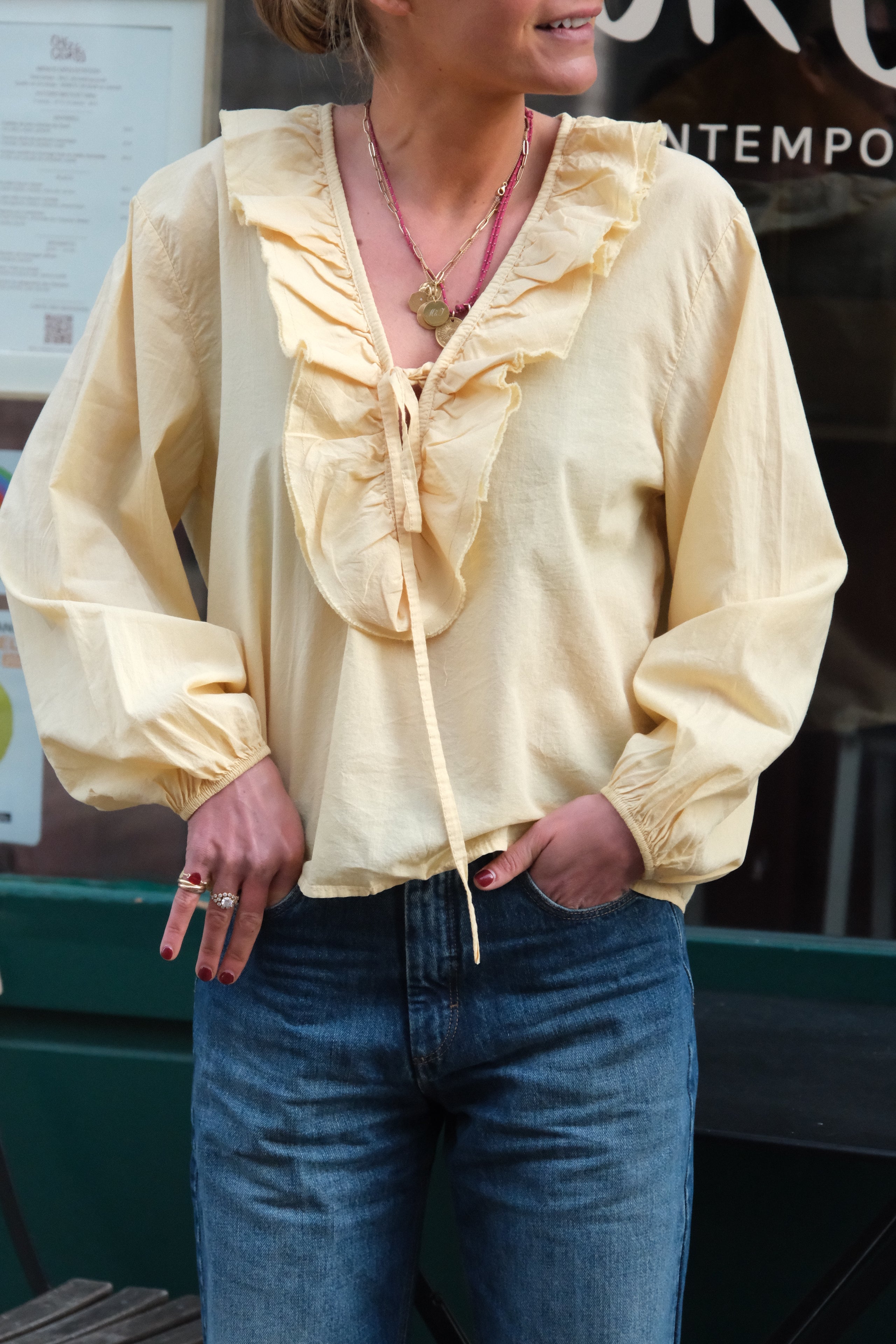 Blusa Sidonie Cuello Volantes Amarilla