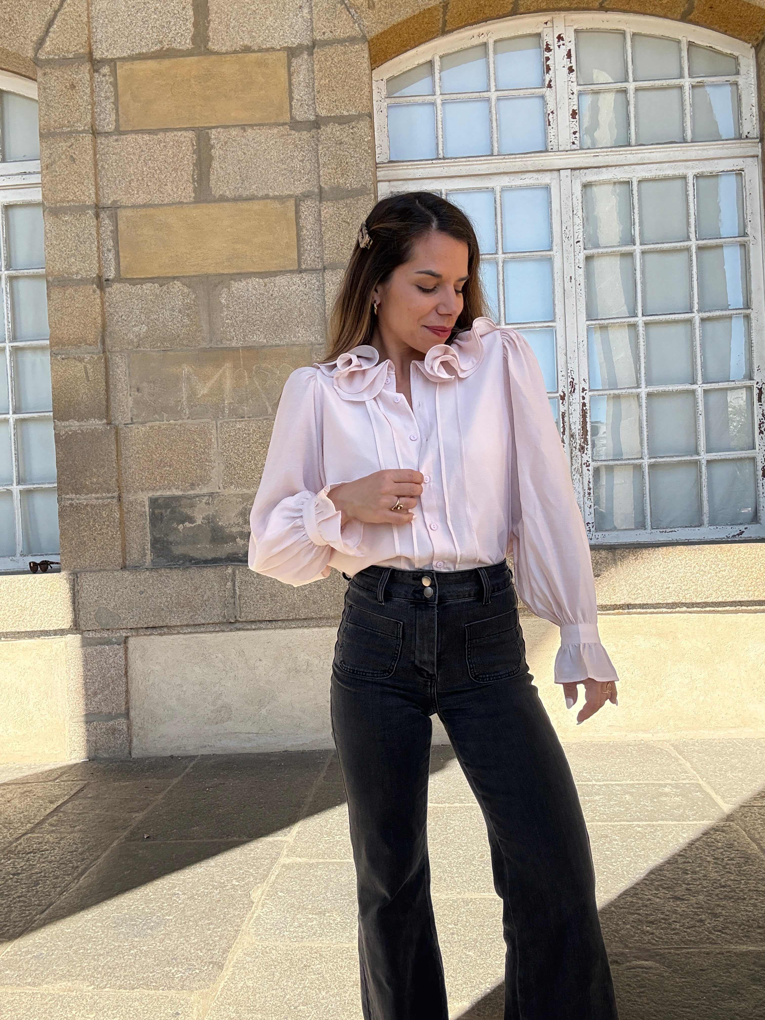 Blouse Brune Doux Rose
