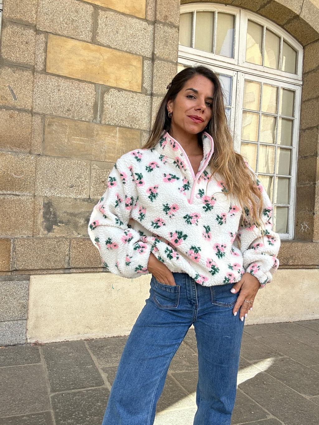 Chaqueta de borreguito floral Lisa