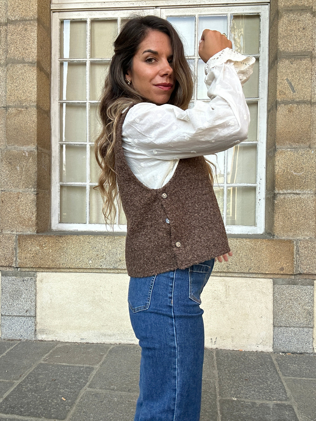 Pull sans manches Louisa marron