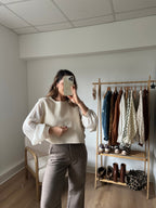 Pull sans manche avec nœuds Jeanne écru