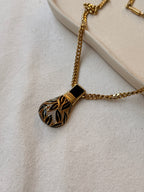 Collier Balenciaga Vintage - Pendentif Ajouré Émail Noir