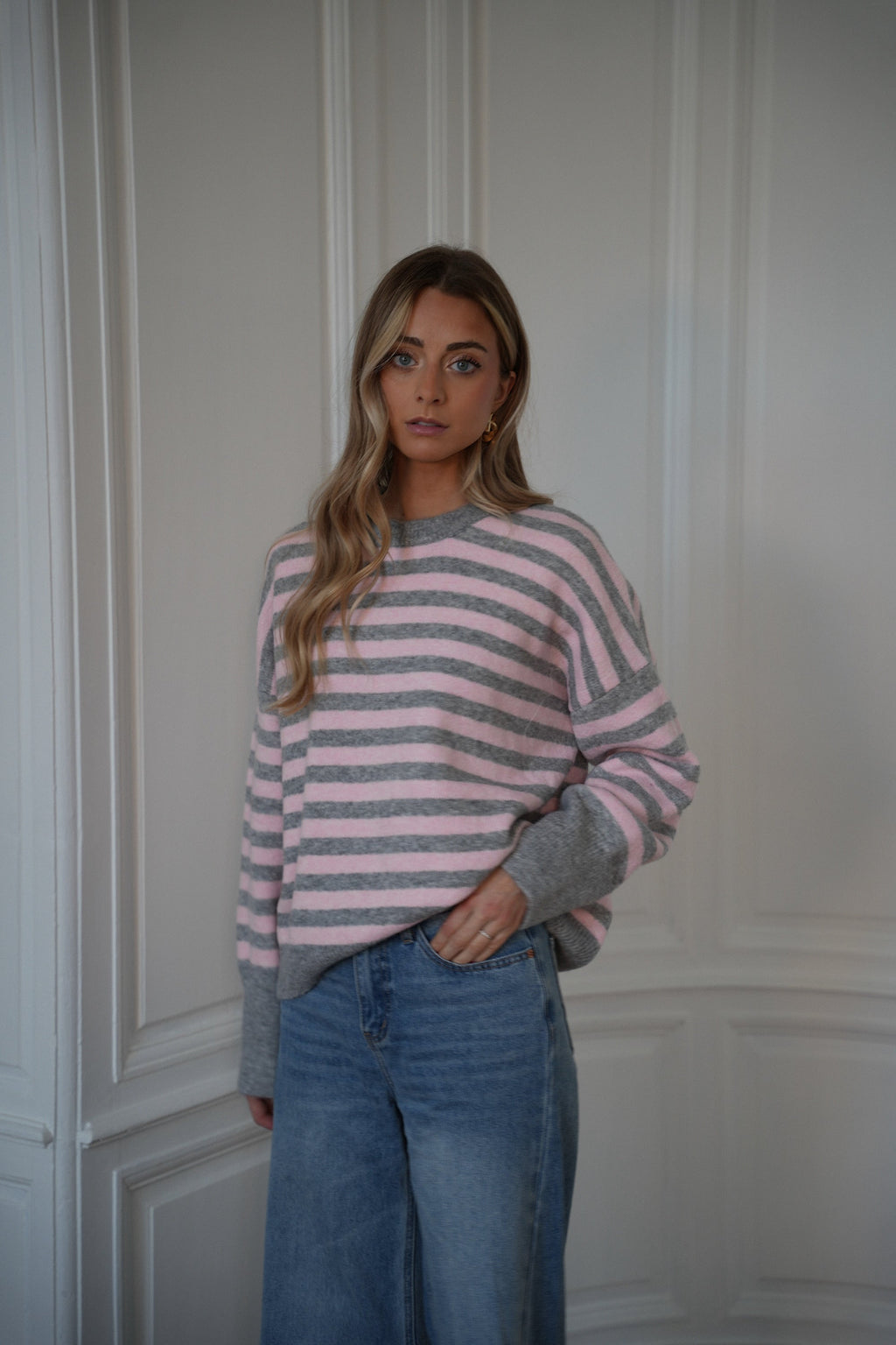 Pull Rayé Ariane - Gris/Rose