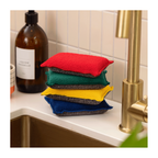 4 Color Sponges Pack, Steel Sponges and Pans & Plates