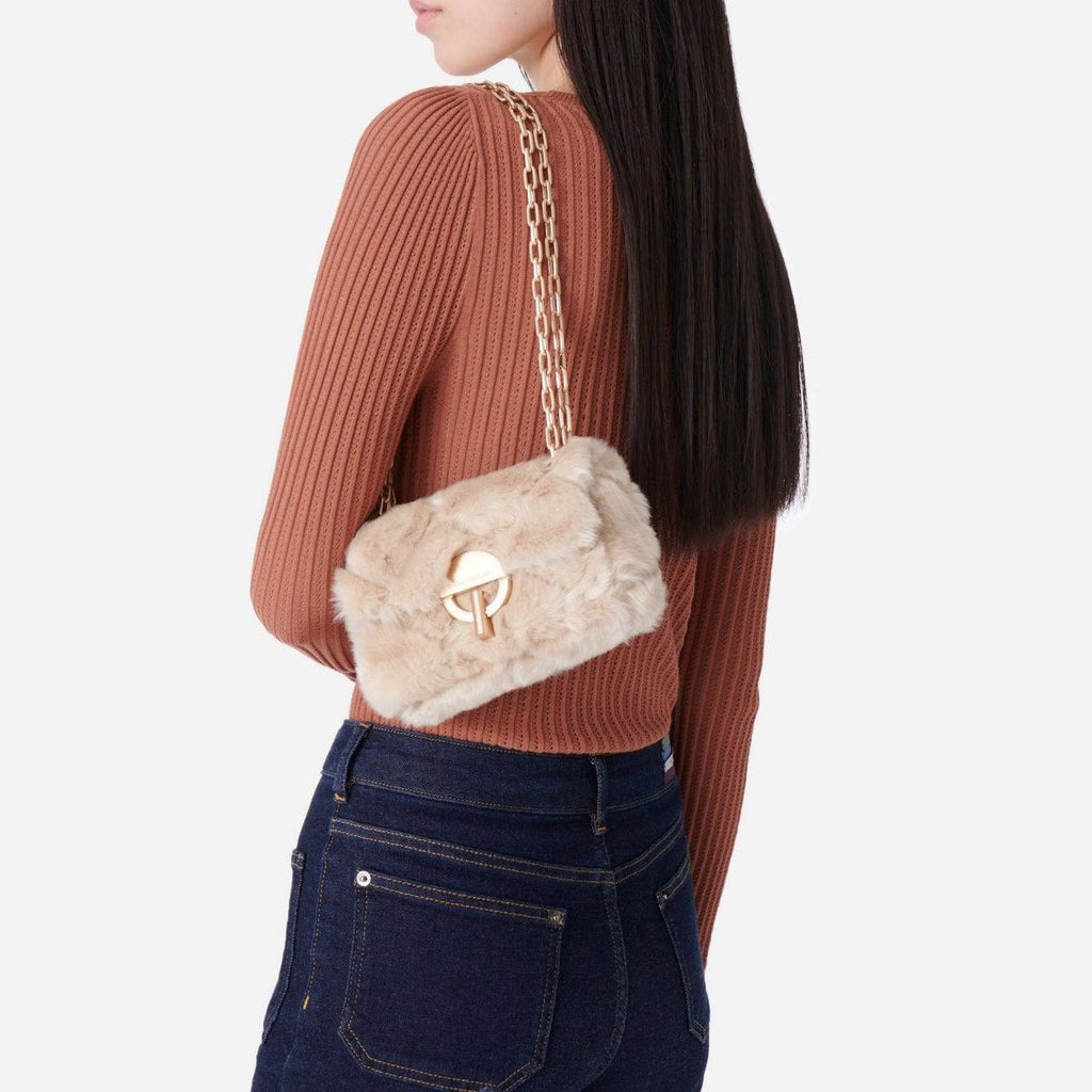 Bolso Nano Moon de Pelo Sintético - Beige