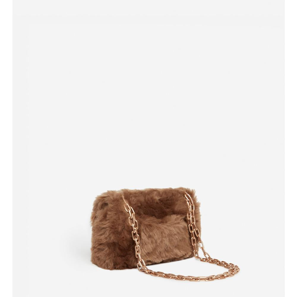 Bolso Nano Moon En Pelo Sintético - Taupe
