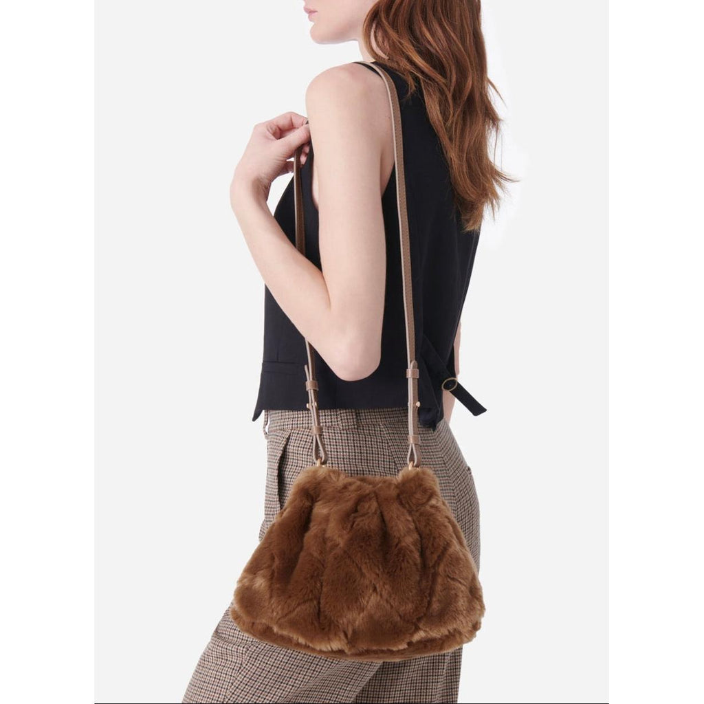 Moon Faux Fur Pouch Bag - Taupe