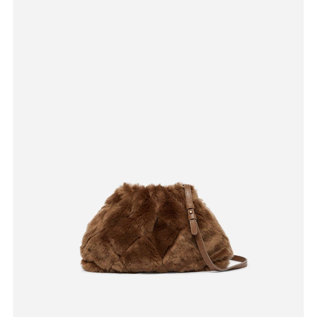 Moon Faux Fur Pouch Bag - Taupe