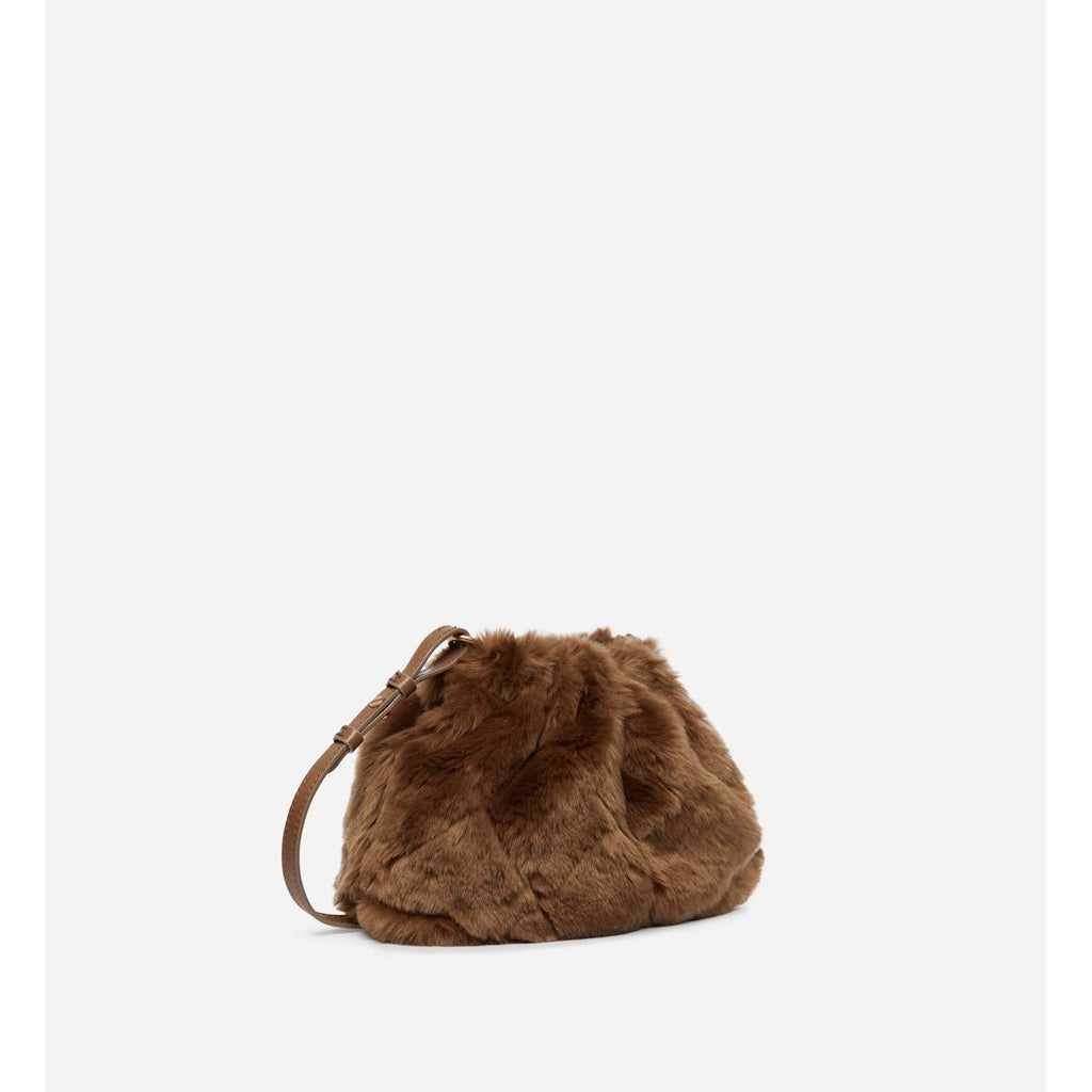 Moon Faux Fur Pouch Bag - Taupe