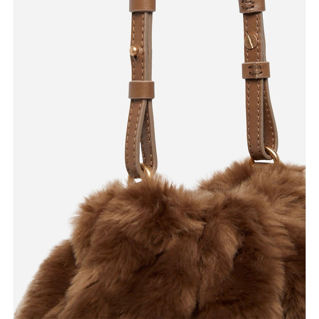 Moon Faux Fur Pouch Bag - Taupe