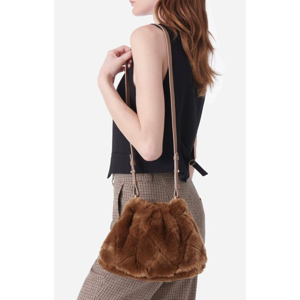 Moon Faux Fur Pouch Bag - Taupe