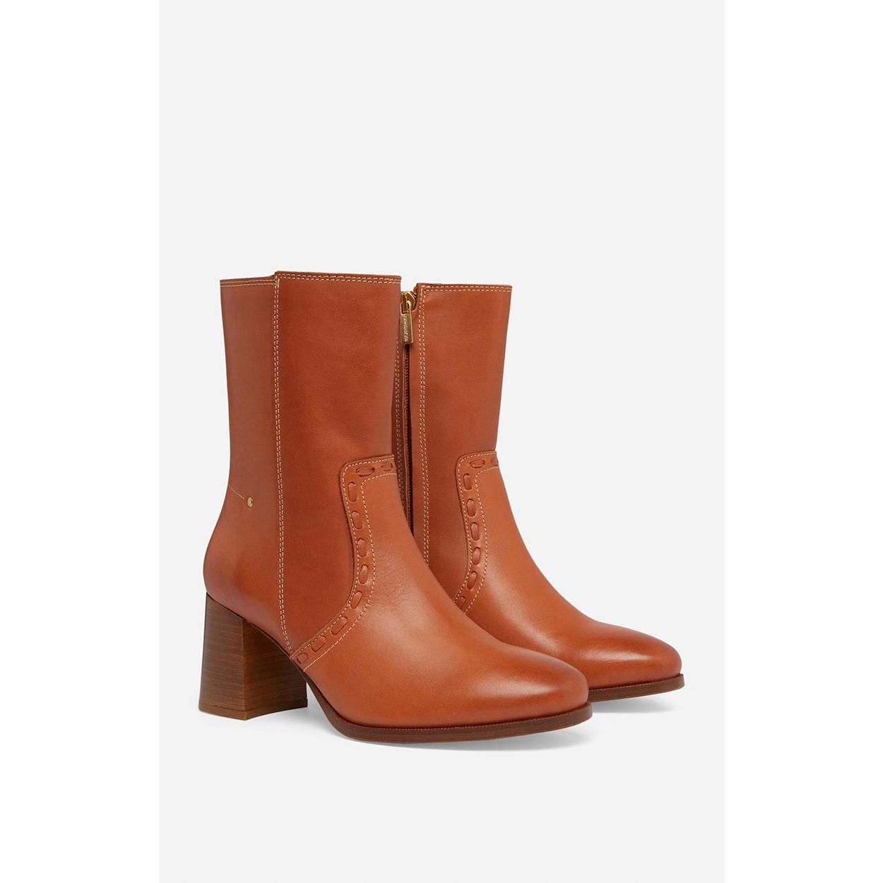 Bottines En Cuir - Cognac