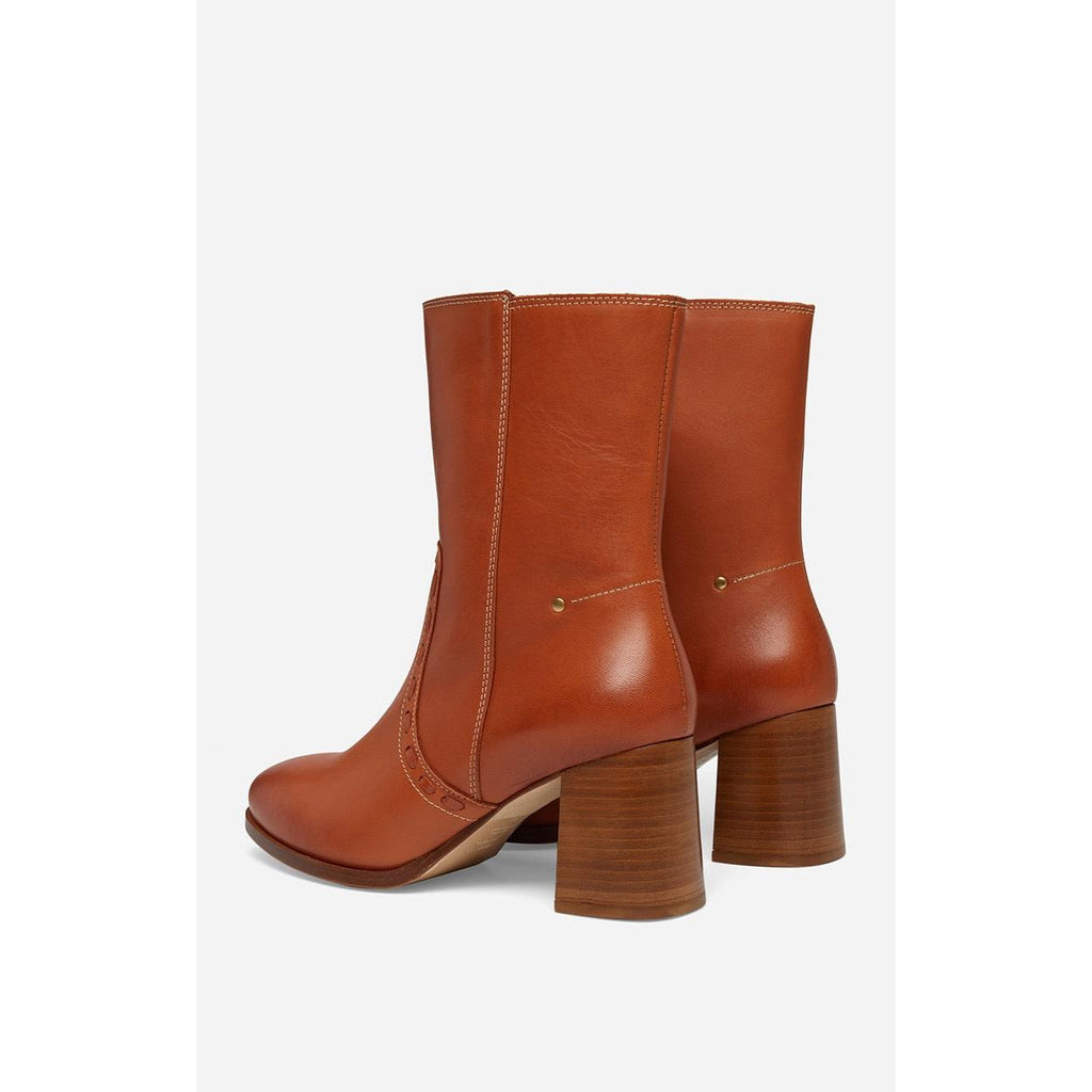Bottines En Cuir - Cognac