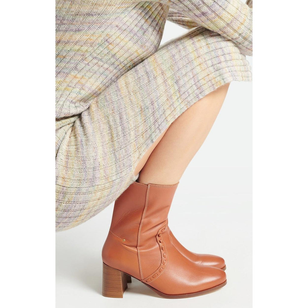 Bottines En Cuir - Cognac