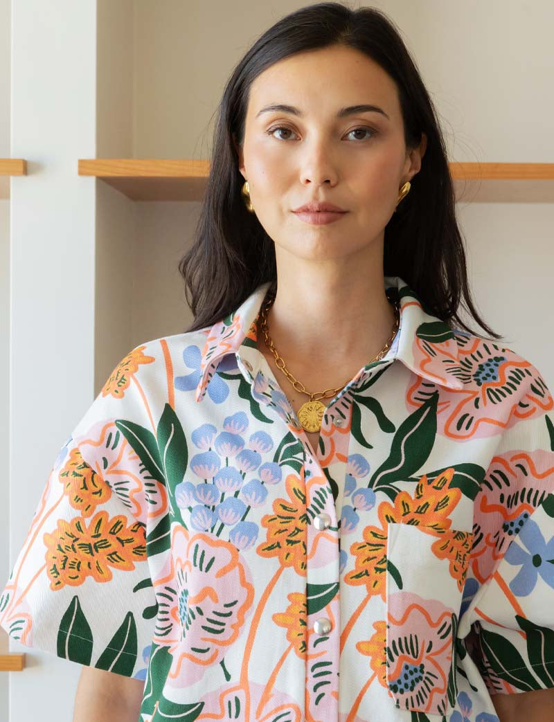 Weißer Jumpsuit Laga mit Blumenmuster