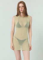 Knit Hooded Dress - Lime