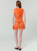 Knit Hooded Dress - Orange