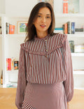 Manuela Sky Blue & Burgundy Striped Blouse