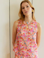 Rosa blommig topp Elan