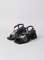 Sandalias cuadradas de pitón aplastadas