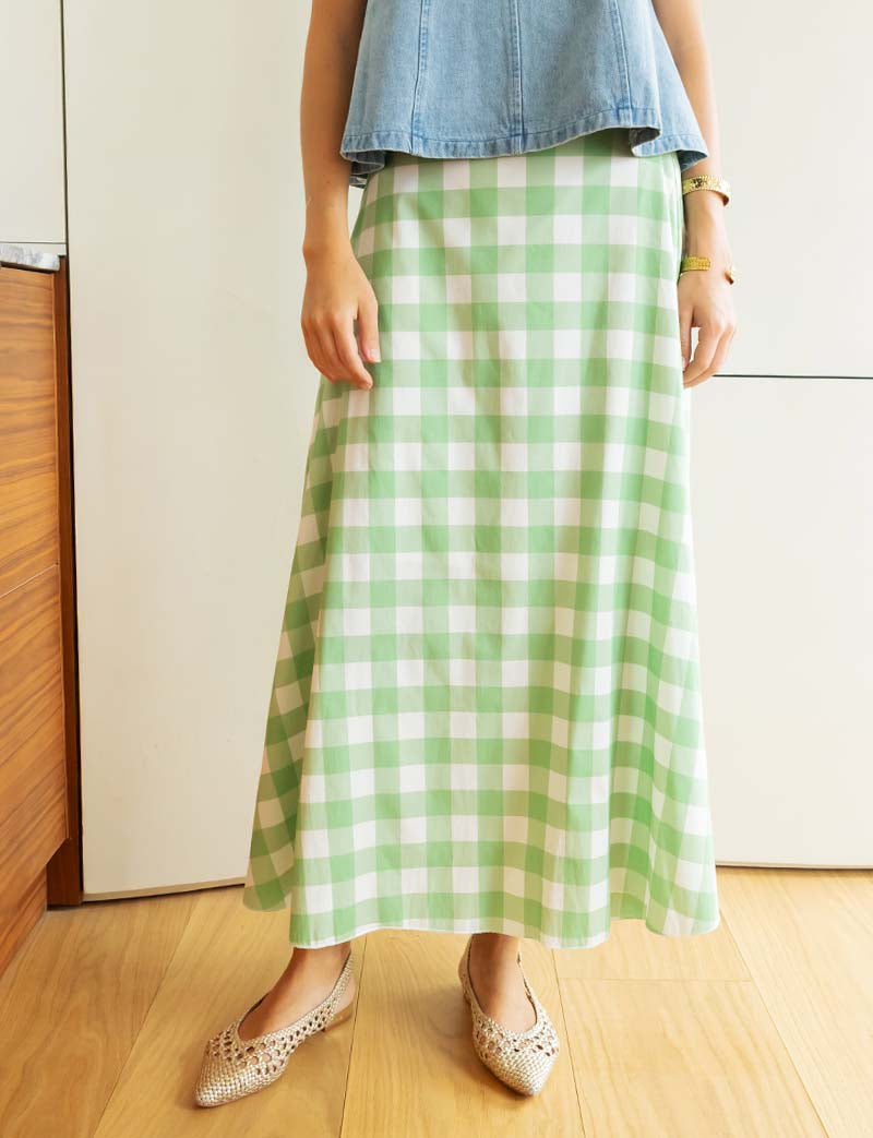 Falda Vichy Verde Yvelle