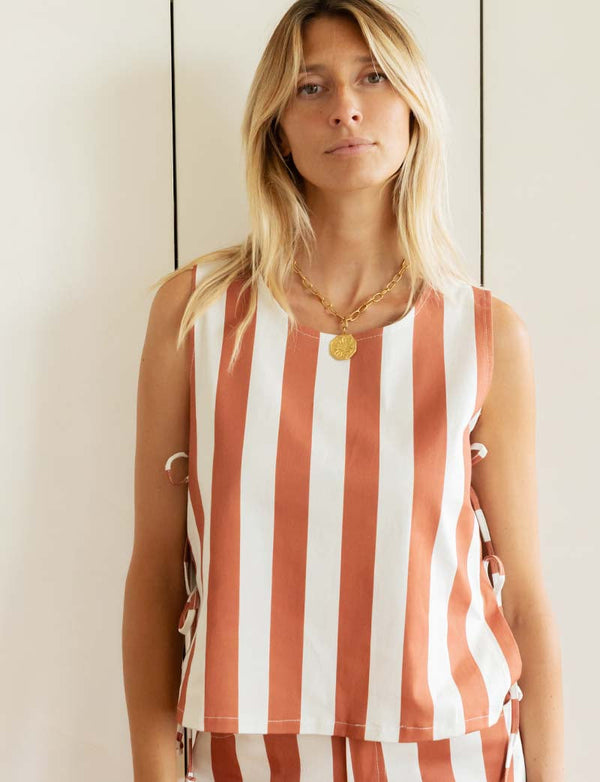 Gestreepte Top Terracotta Ansy