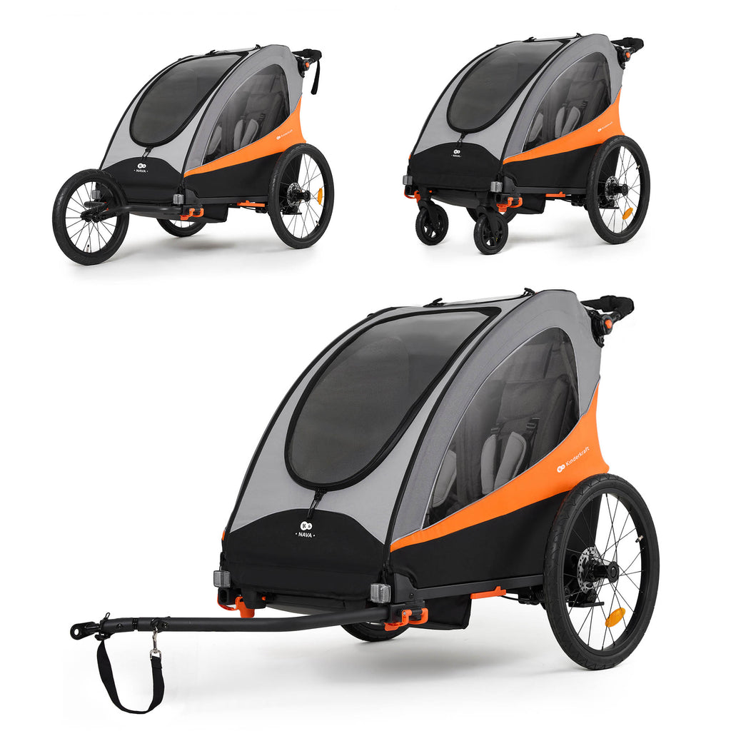 Nava Orange 3-in-1 Child Bike Trailer