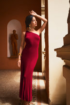 Robe Dos Nu En Maille À Chaîne – Rouge