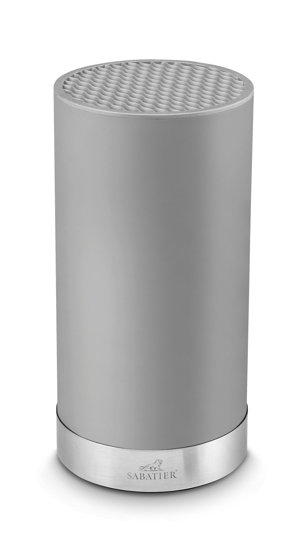 De Buyer – Singapour - Empty Knife Block - ABS - Grey, cylindrical grey knife block with steel base