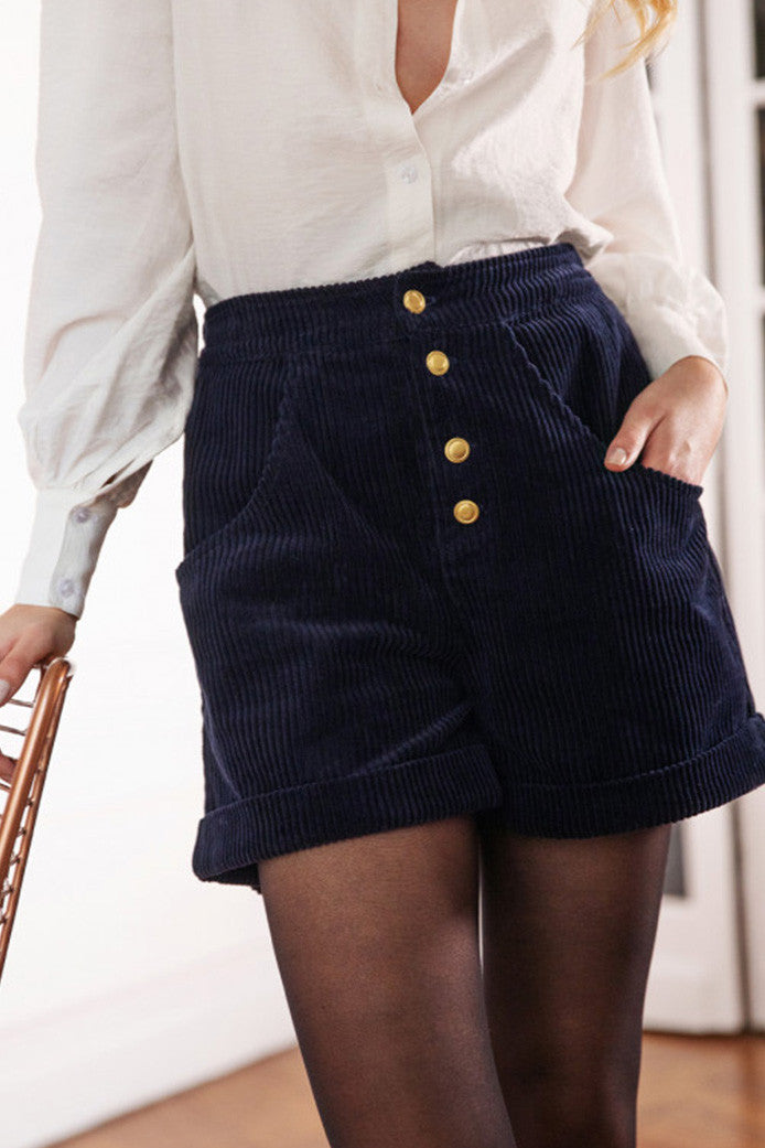Short Gabin Velours Marine
